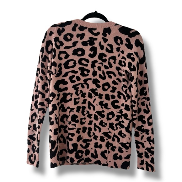 White+Warren Essentials Leopard Print Cashmere Crewneck Sweater Boho Size Small - Picture 7 of 10